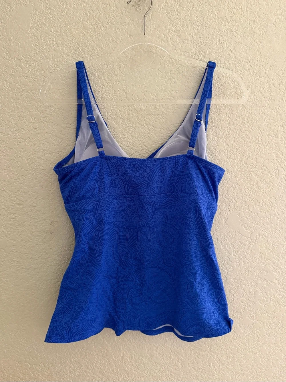 Swim Solutions Twist Front Textured Paisley Tankini Top - Picture 3 of 4